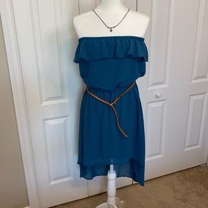 Mine Teal Strapless Dress